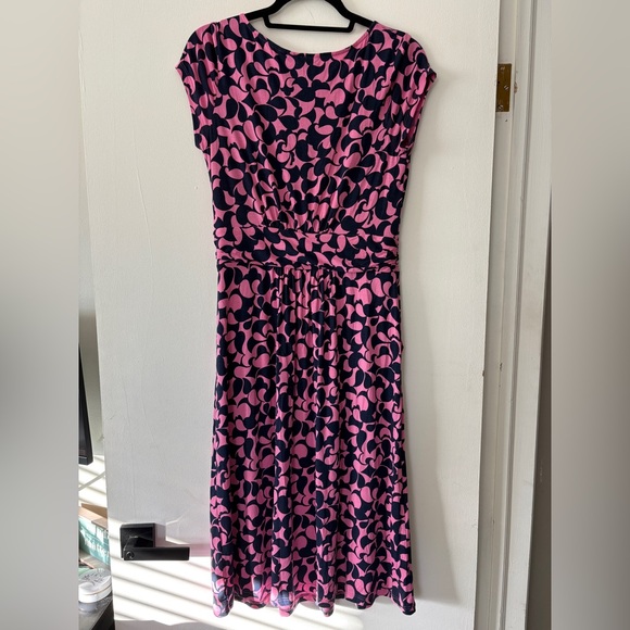 Boden Elisa Empire Dress Women Sz 6L Pink Midi Crewneck Cap sleeve Jersey Preppy - Picture 5 of 10